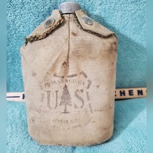 Antique 1918 US Forest Service Canteen & Carry Pouch